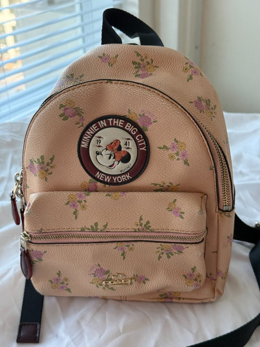 Coach x Disney Minnie Mouse Floral Charlie Mini Backpack Pink F29354